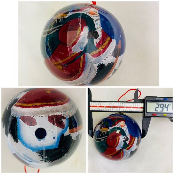 Christmas Holiday Ornaments Glass Inside Art Reversed Hand Painted Peggy Abrams - Picture 13 of 15